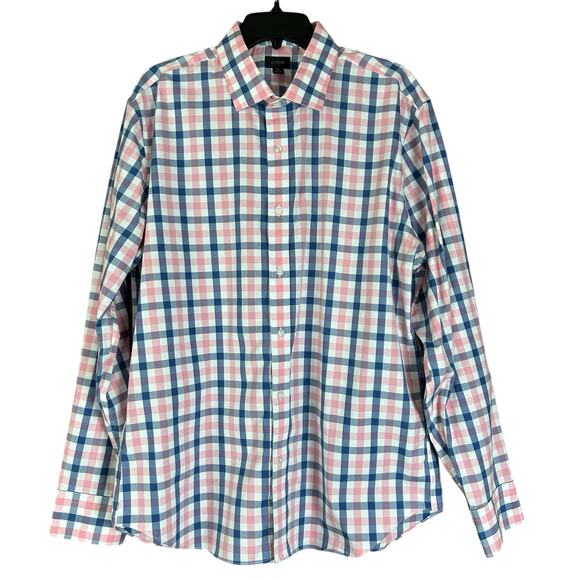 J.Crew Shirt Men Size XL Slim Fit Light Blue Pink Check Classic Preppy Button Up - Picture 1 of 9